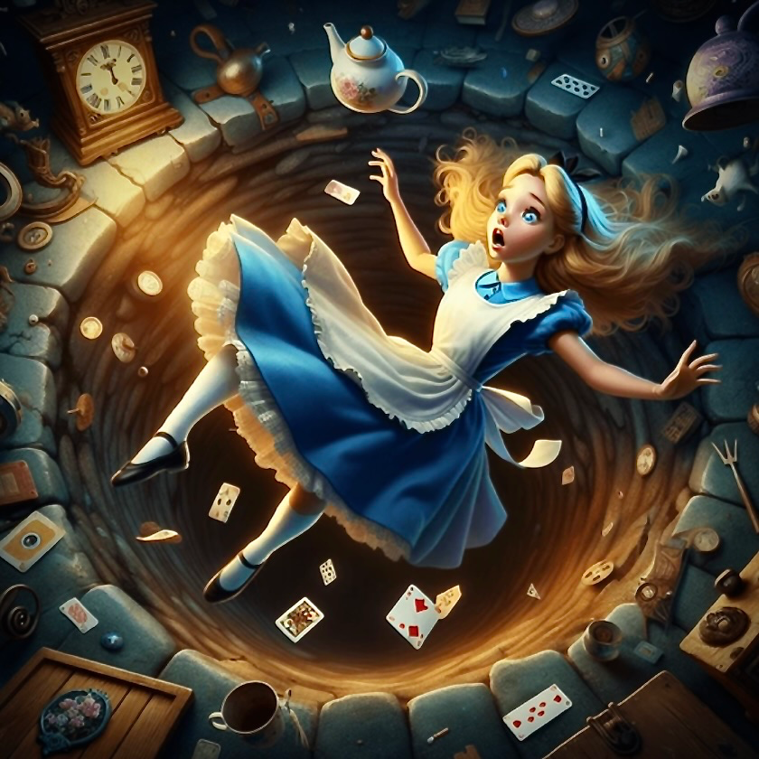 Alice Falling Through the Rabbit Hole